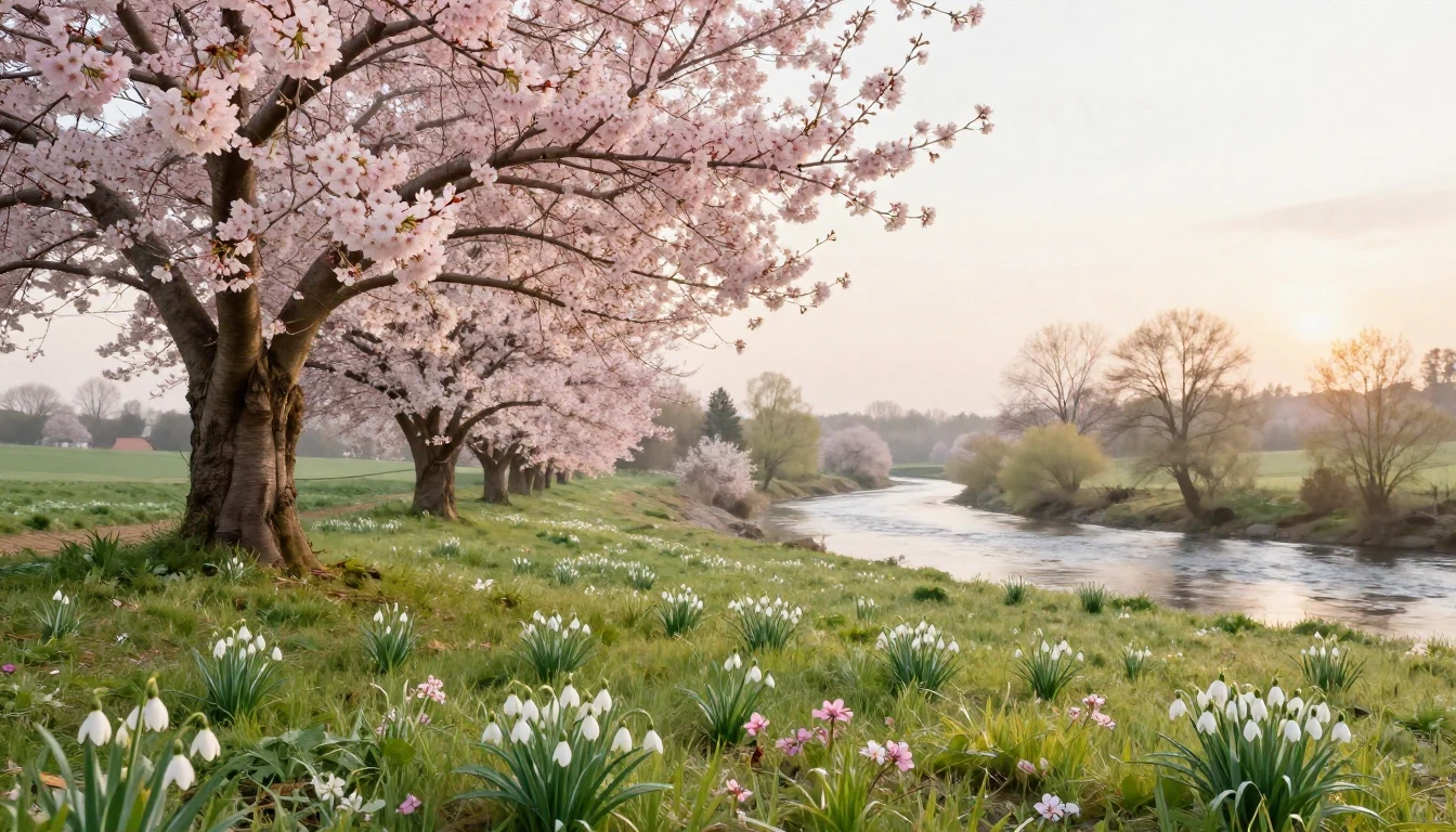 A beautiful spring landscape in the Romanian countryside. Bl...