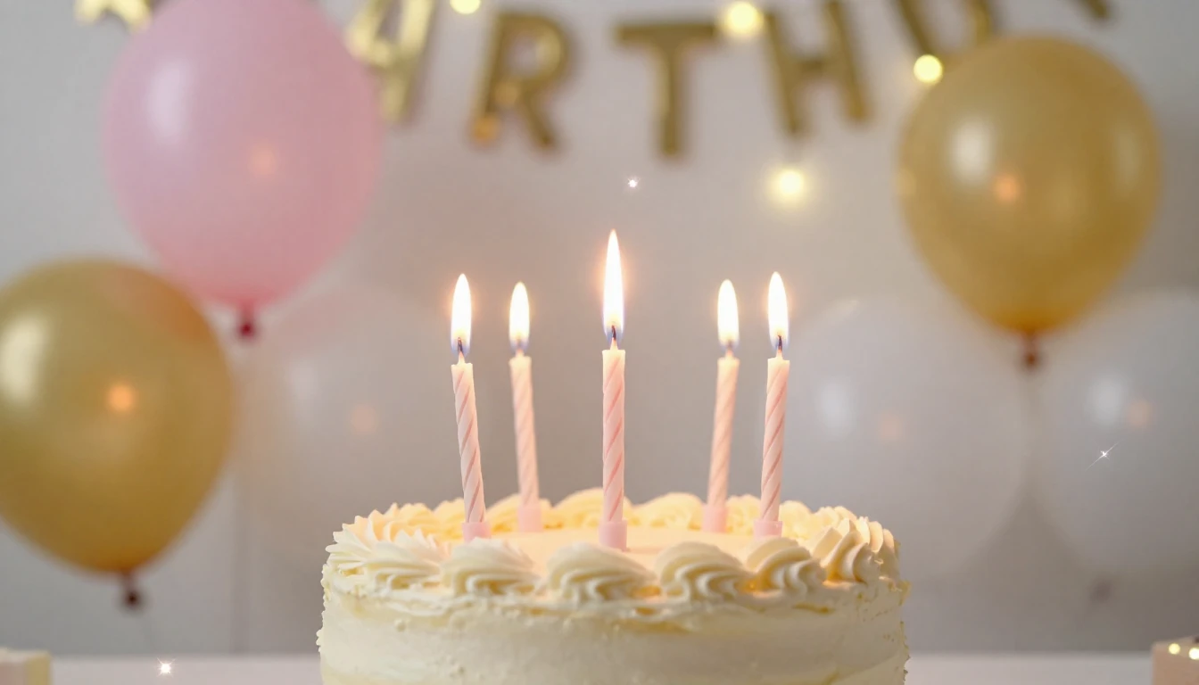 A bright and festive birthday celebration scene, focusing on...