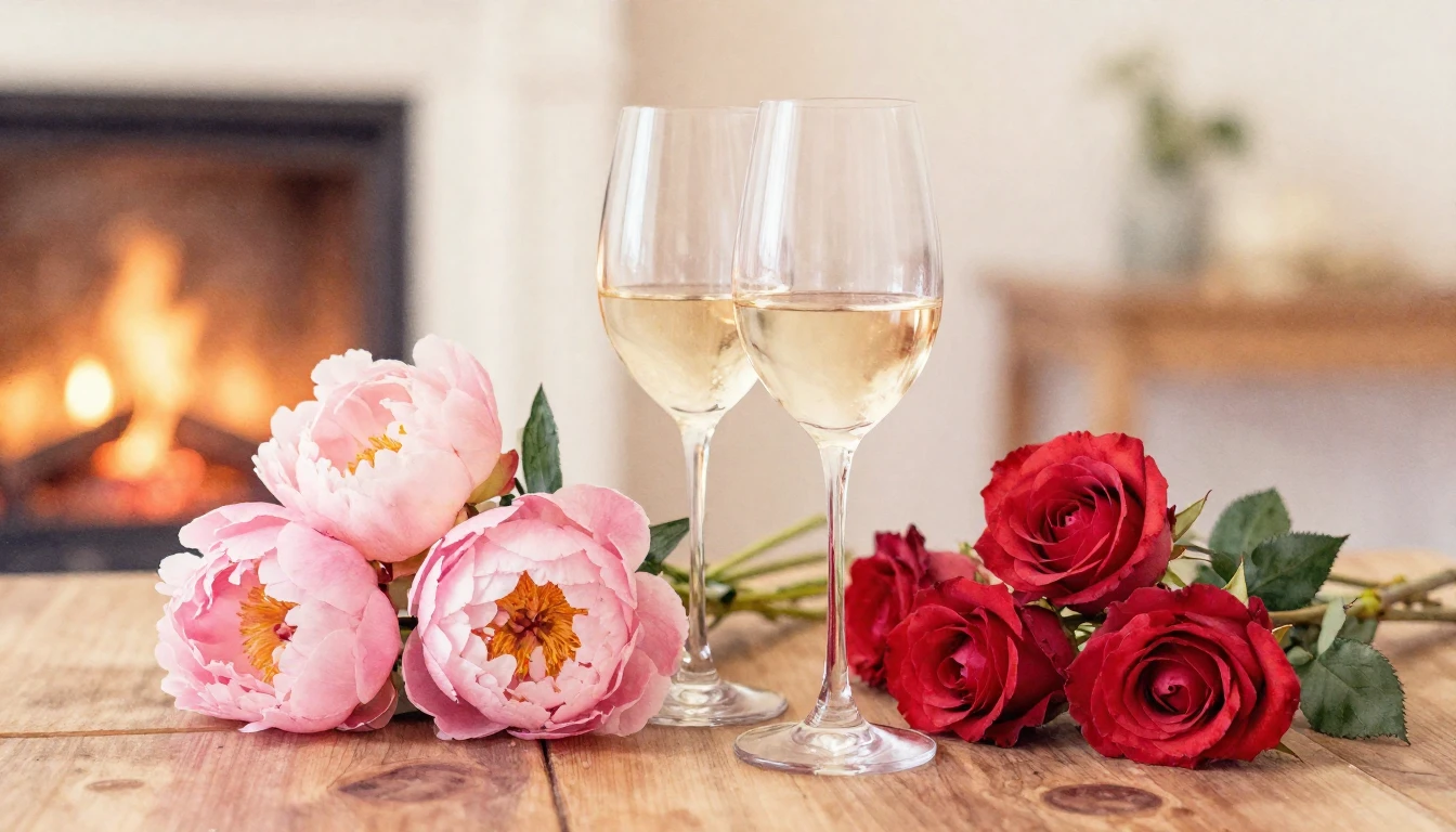 A delicate watercolor painting of two elegant wine glasses s...