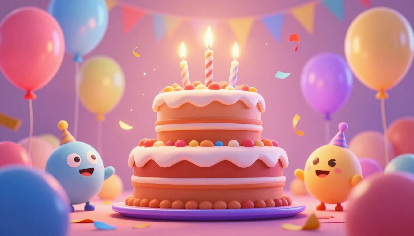 A vibrant and cheerful birthday celebration scene featuring ...