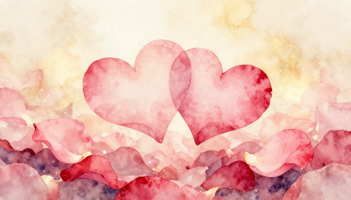 A beautiful and delicate watercolor painting of two stylized...