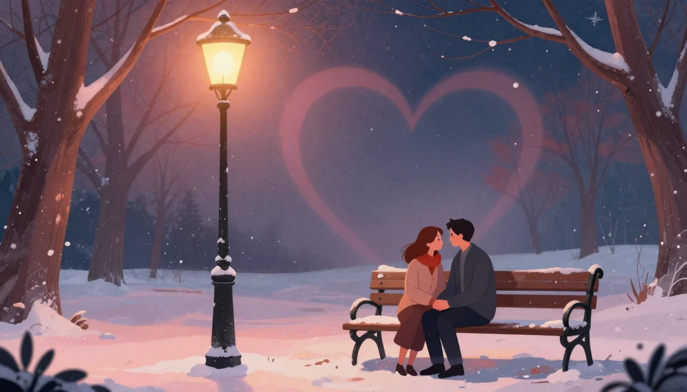 A romantic and dreamy illustration of a couple sitting on a ...