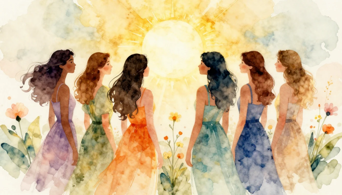 A beautiful and uplifting watercolor illustration of diverse...