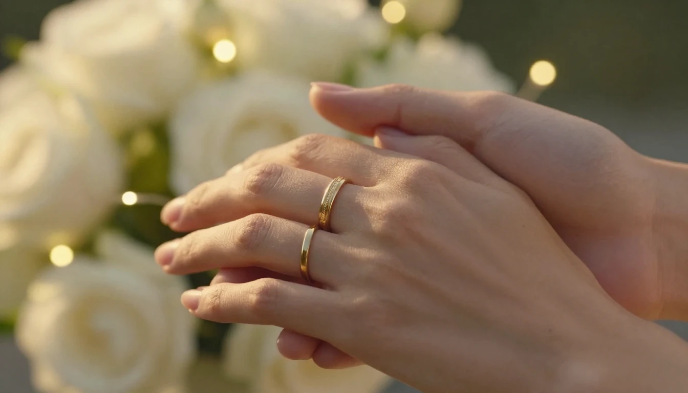 Close-up artistic shot of two hands holding each other gentl...