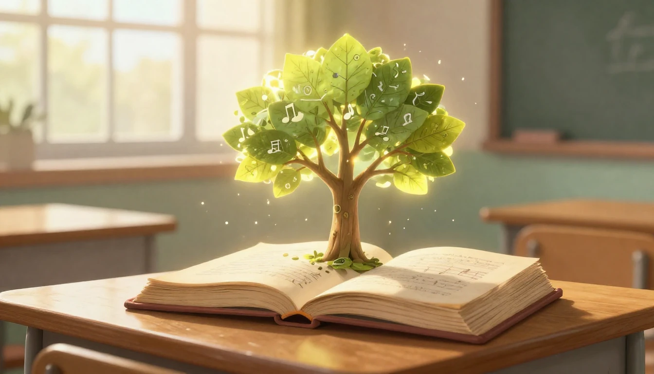 A whimsical and inspiring illustration of an open vintage bo...