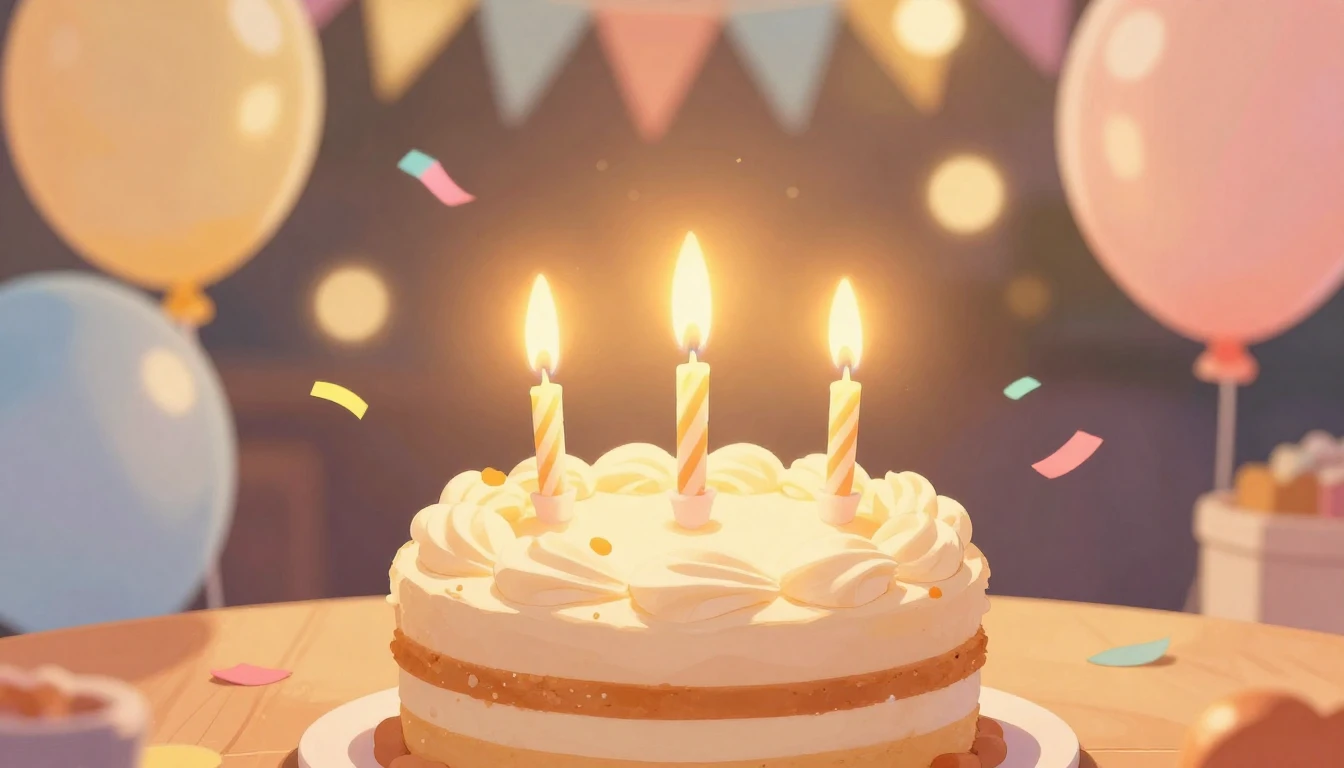 A vibrant and heartwarming illustration of a birthday celebr...