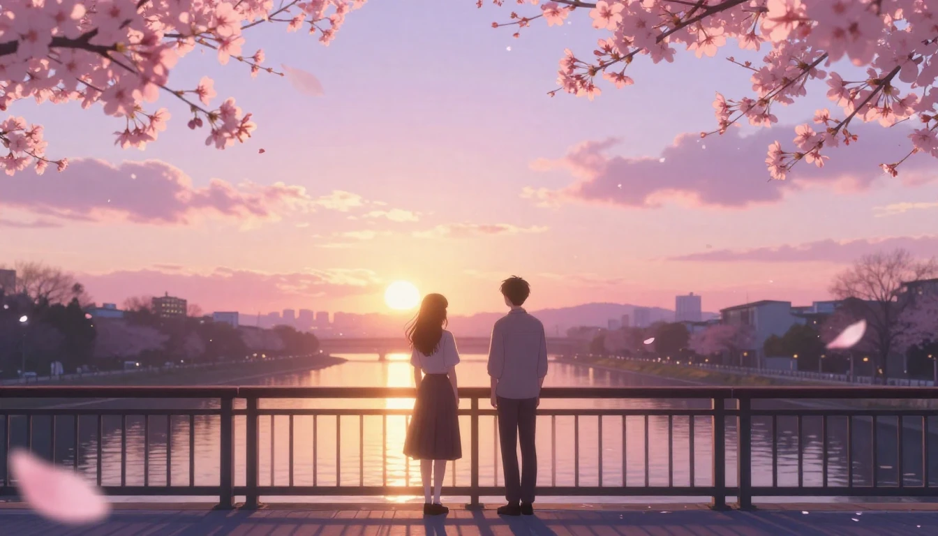 A breathtakingly beautiful scene of two glowing silhouettes ...