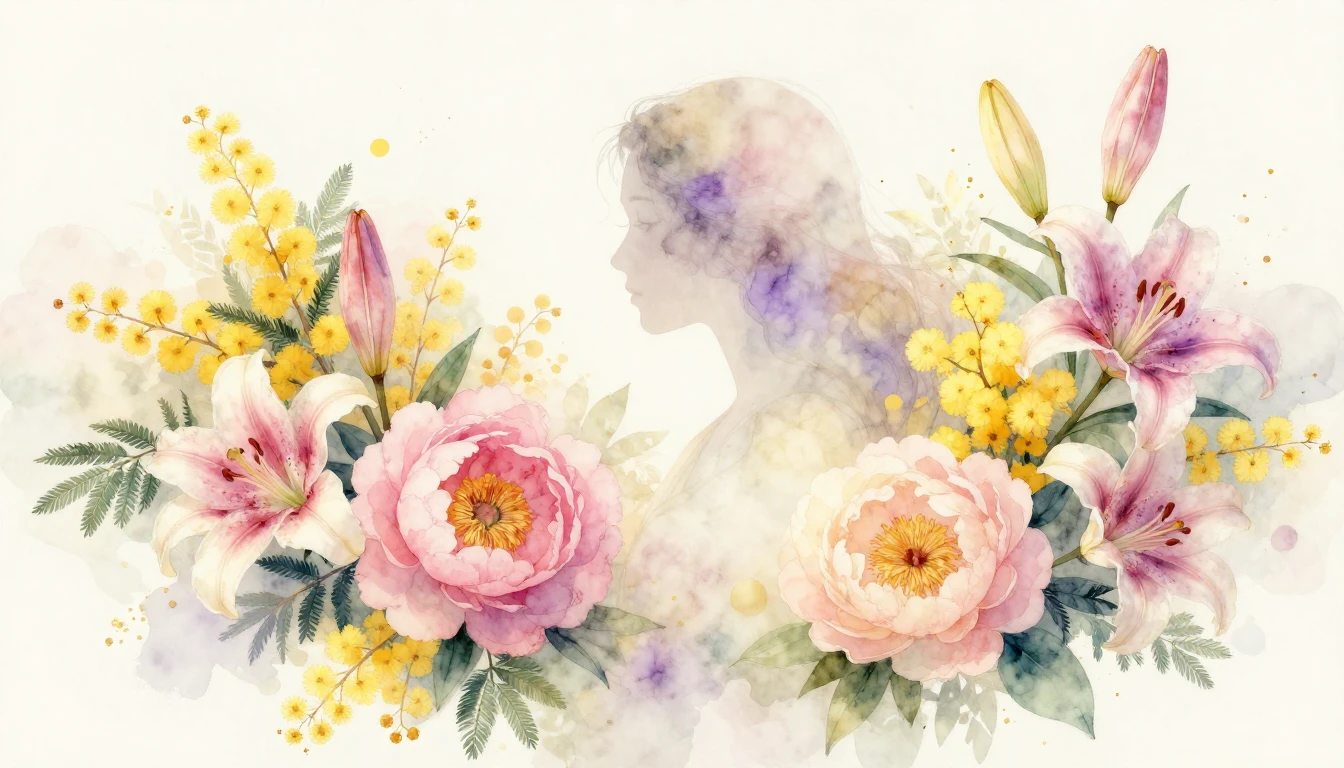 A delicate watercolor painting featuring a soft explosion of...