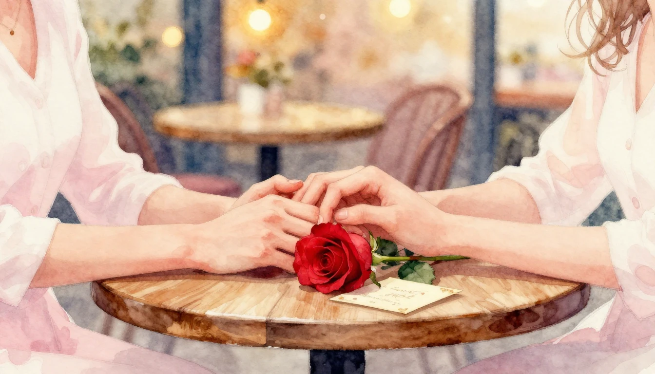 A soft and dreamy watercolor painting focusing on two hands ...