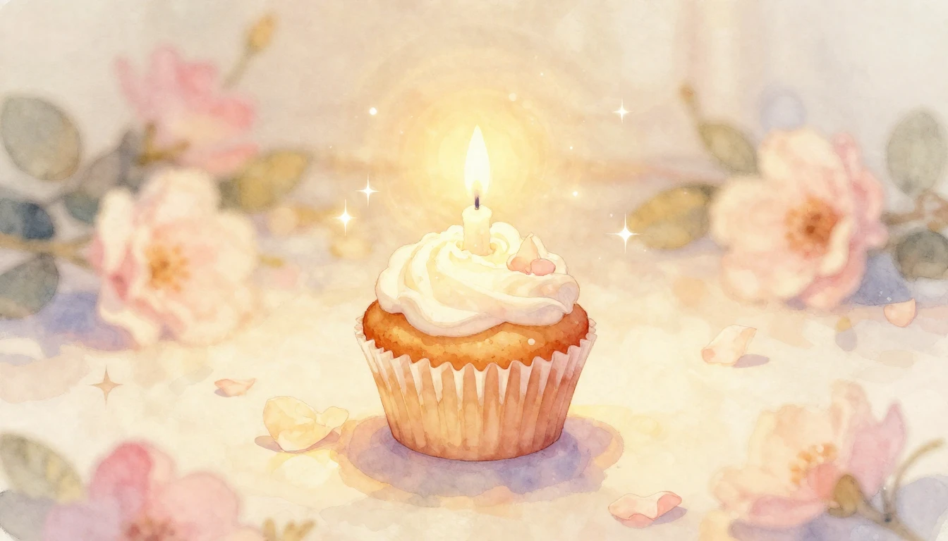 A soft and dreamy watercolor painting of a small, glowing ca...