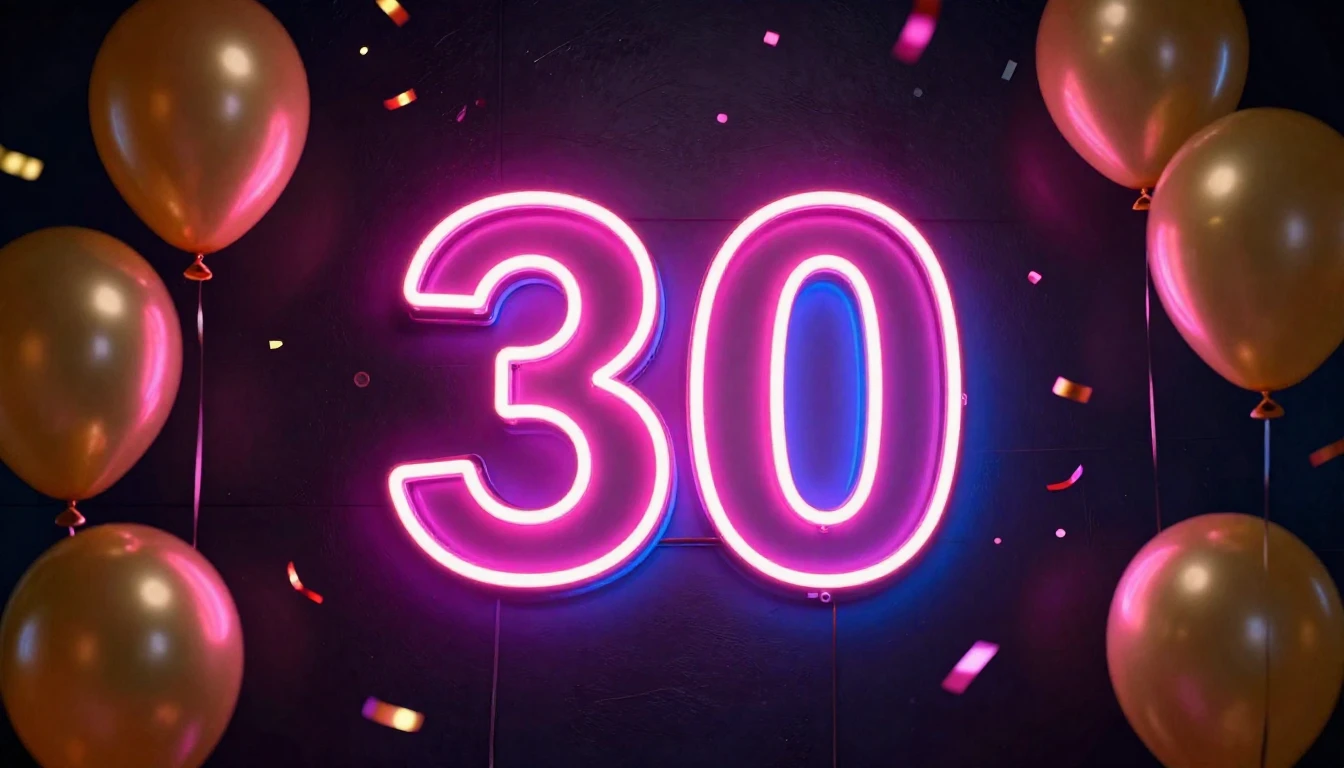 A vibrant and festive composition centered around a glowing ...