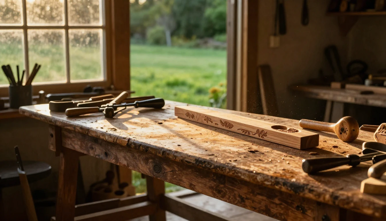 A sun-drenched scene during the golden hour. A large, weathe...