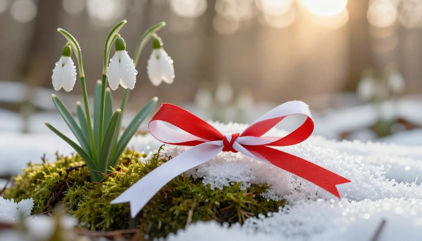 A delicate composition featuring the traditional Mărțișor sy...