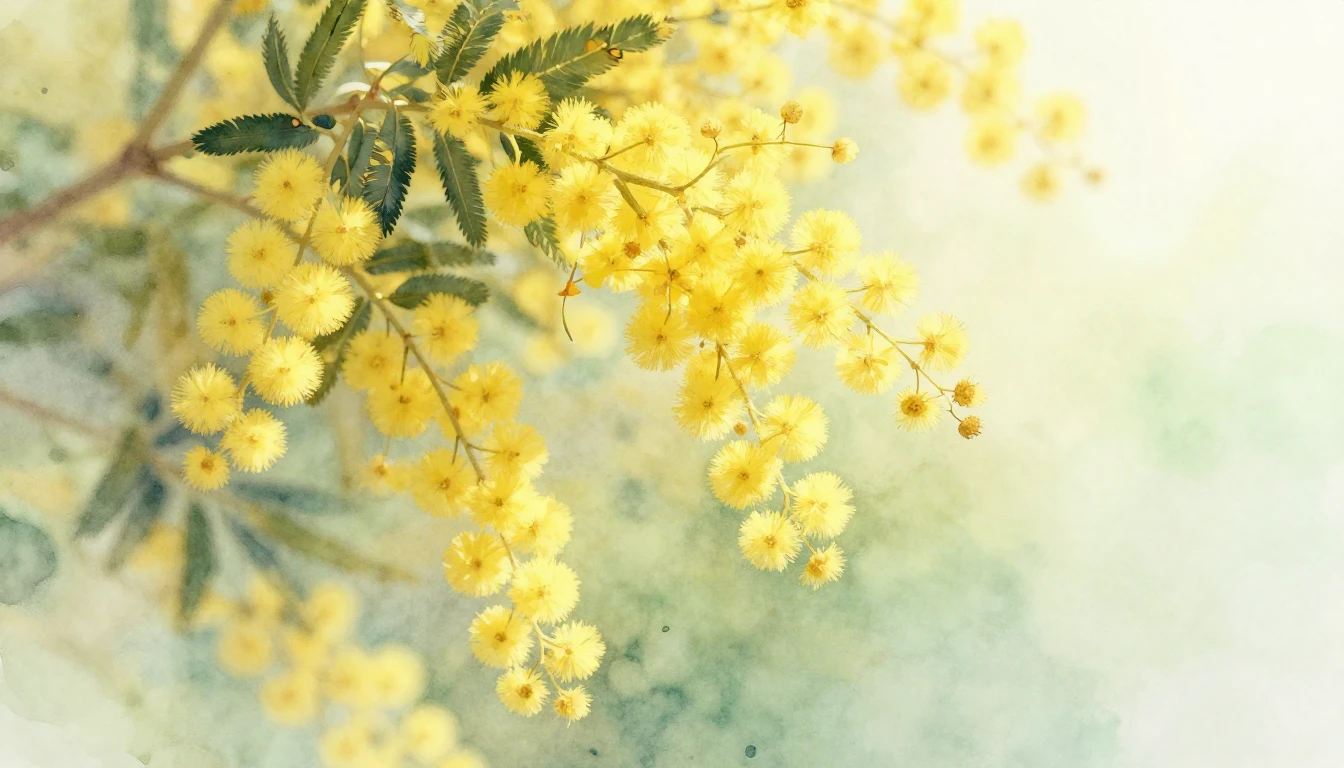 A beautiful and delicate watercolor painting of bright yello...