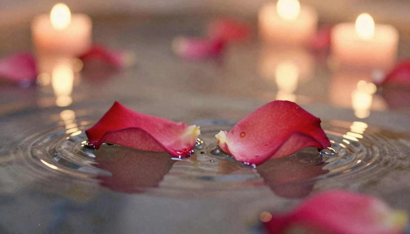 A soft watercolor painting of two intertwined rose petals fl...