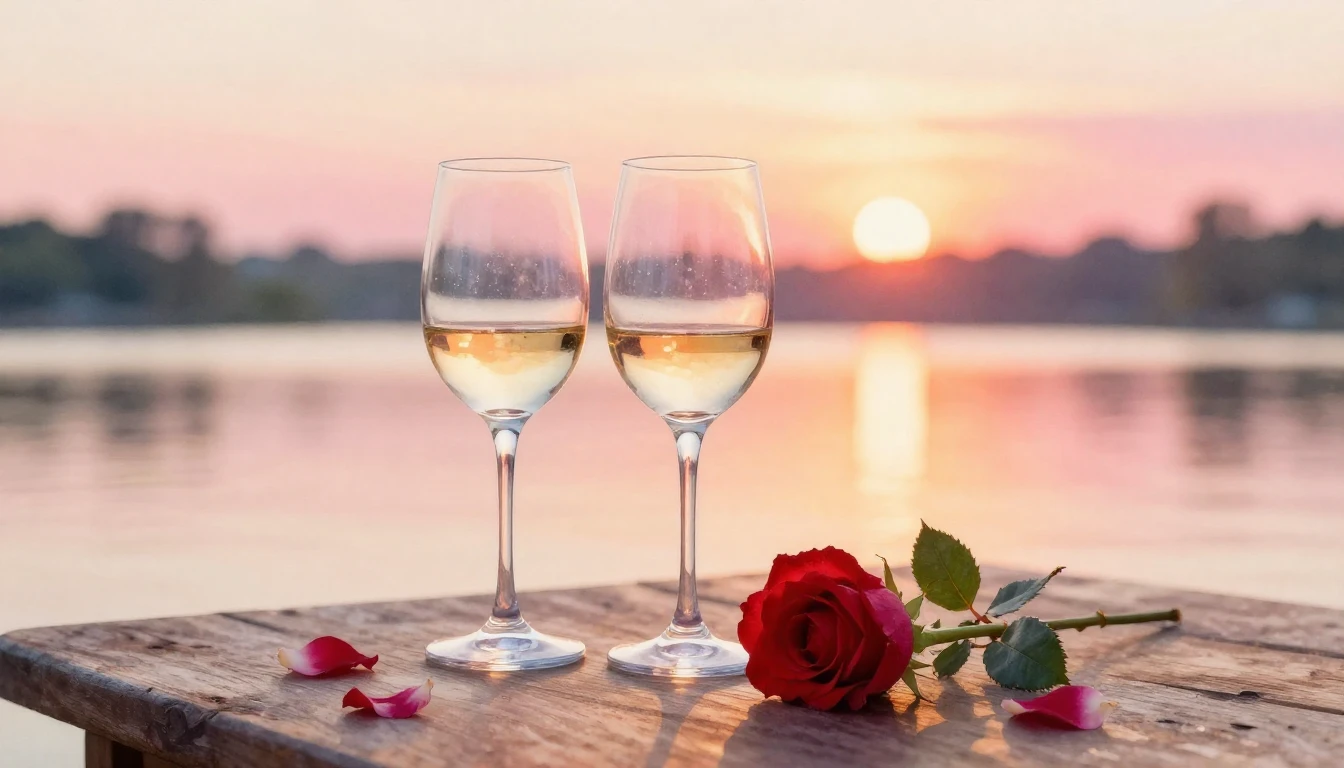 A beautiful watercolor painting of two elegant wine glasses ...