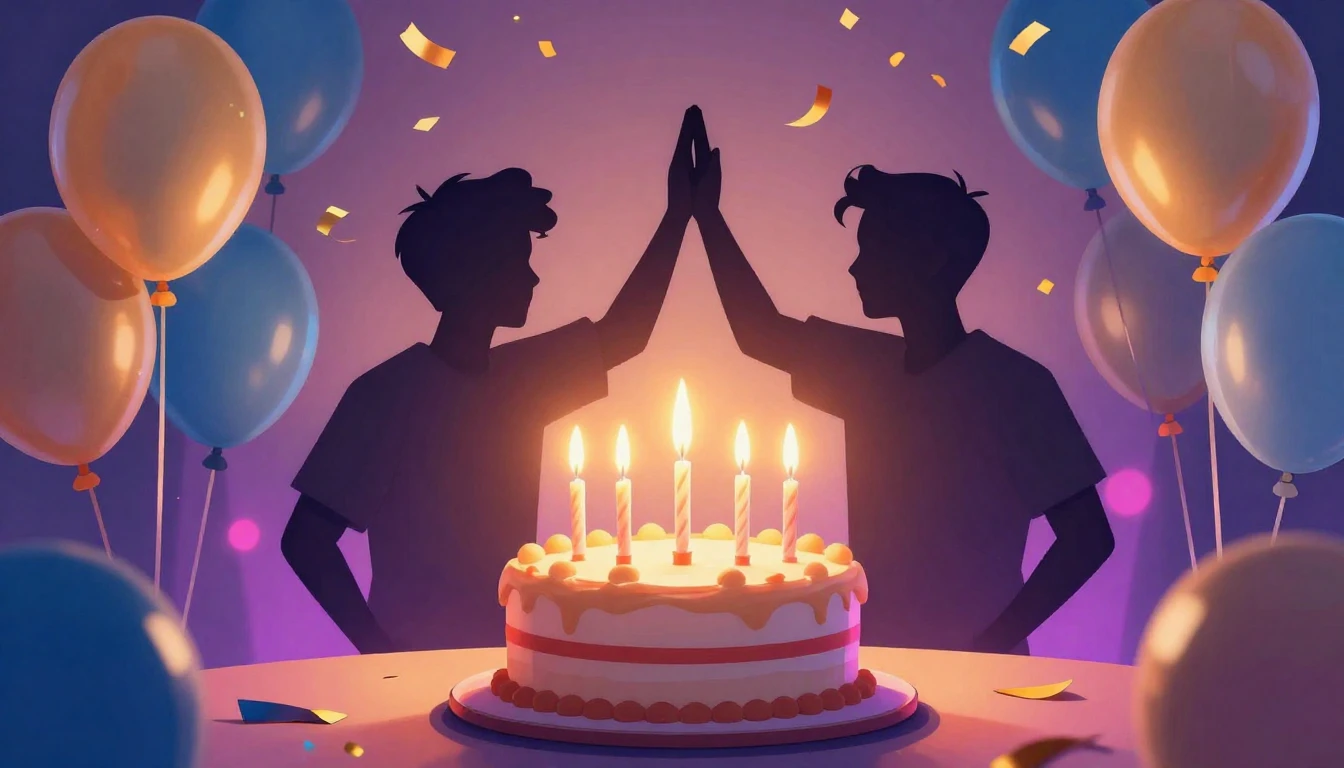 A festive and vibrant digital artwork celebrating a birthday...