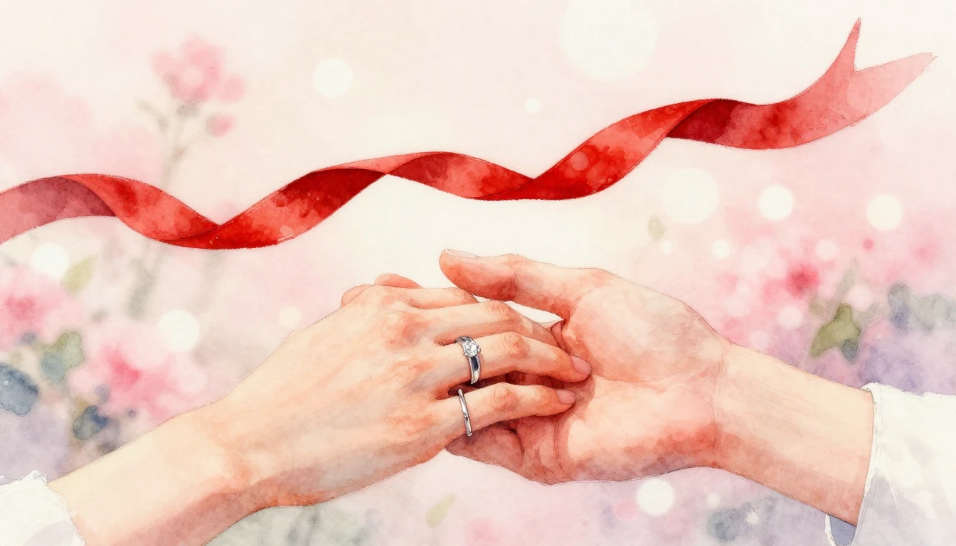 Close-up watercolor painting of two hands holding each other...