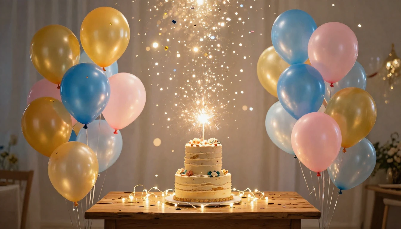 A vibrant and colorful celebration scene featuring numerous ...