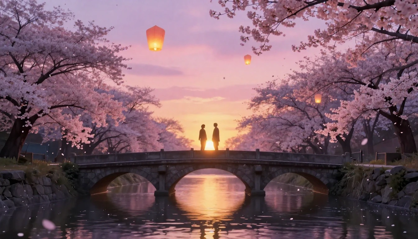 A breathtaking scene of two glowing silhouettes standing on ...