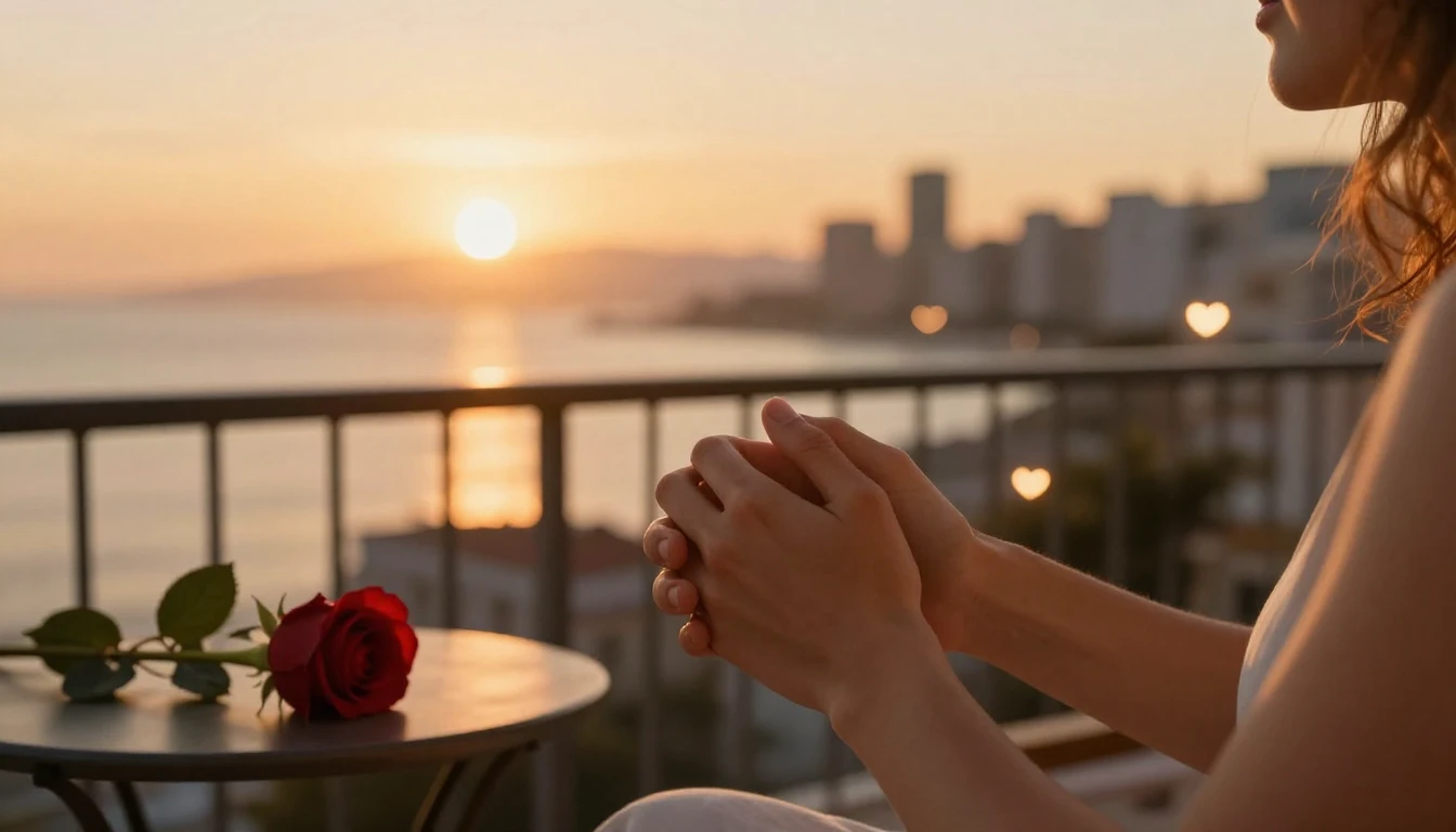 A romantic, intimate close-up scene of a couple holding hand...