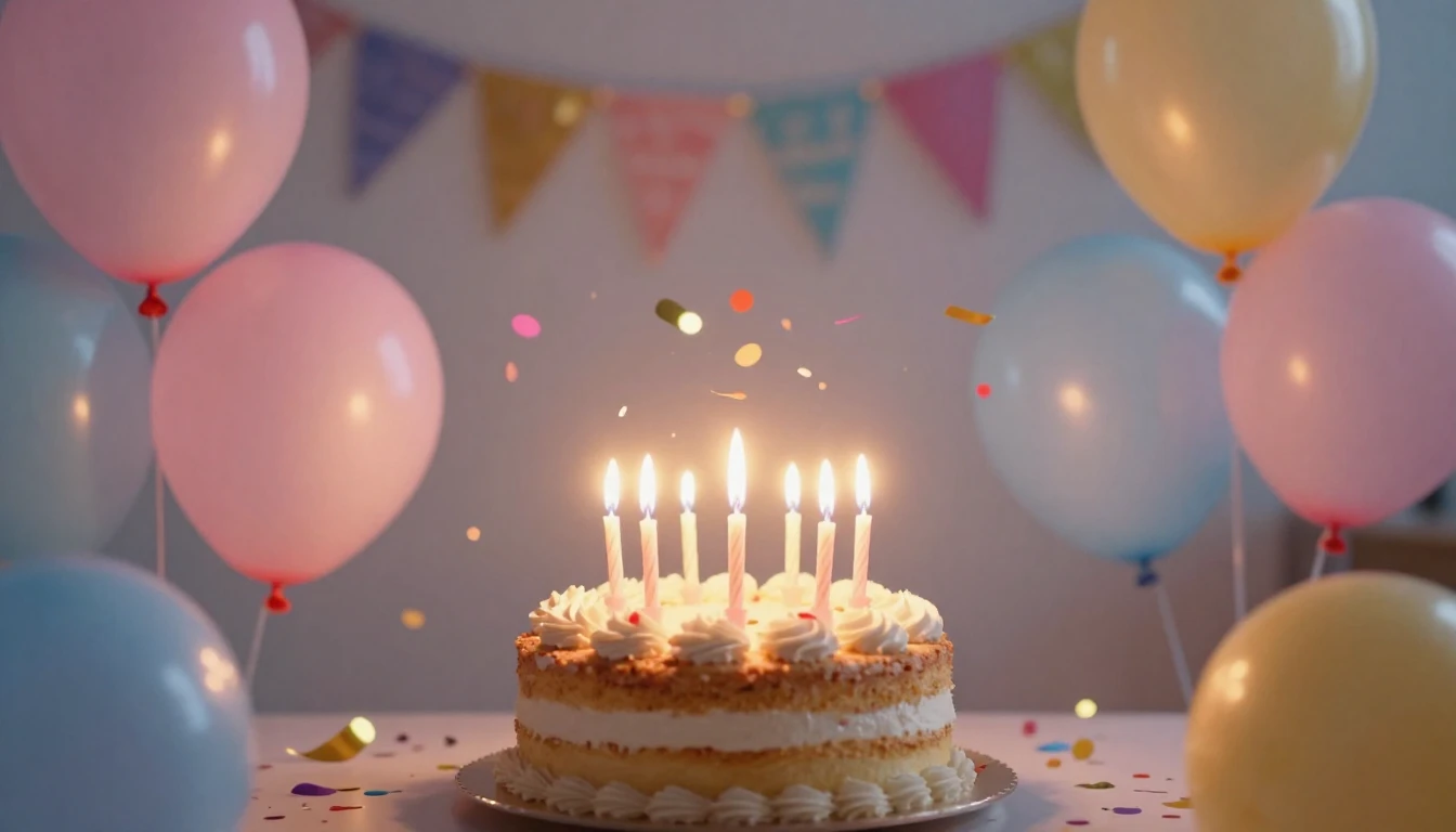 A vibrant and colorful birthday party scene, centered around...