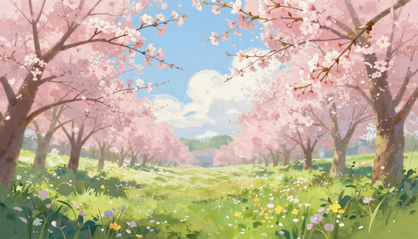 A vibrant landscape capturing the essence of spring. Soft pa...