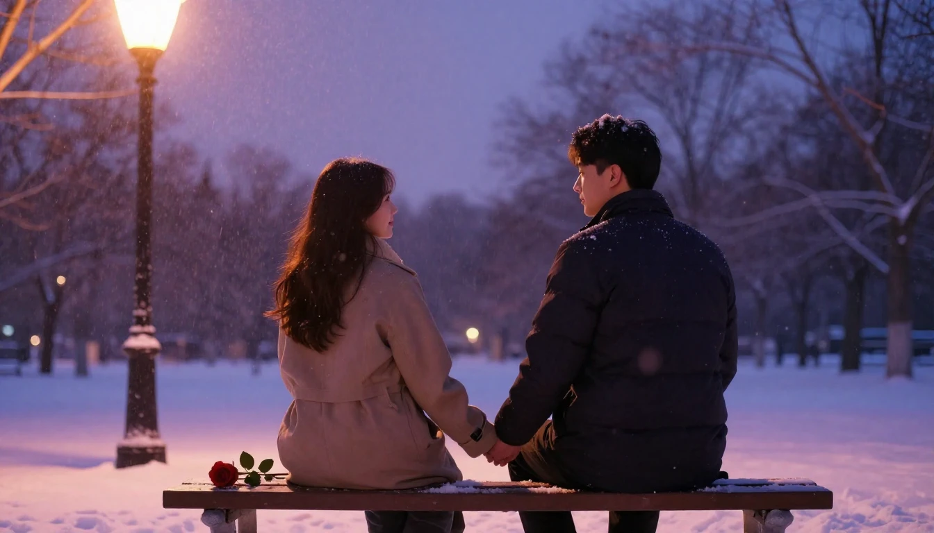 A romantic and intimate scene of a couple holding hands on a...