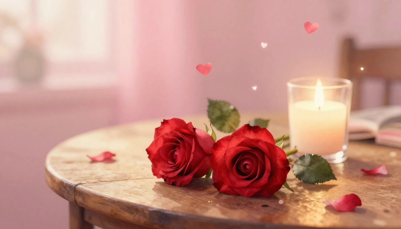 A beautiful watercolor painting of two delicate red roses re...