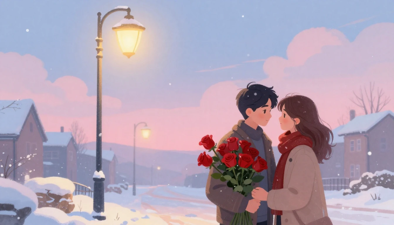 A romantic and dreamy illustration for a song cover about Va...