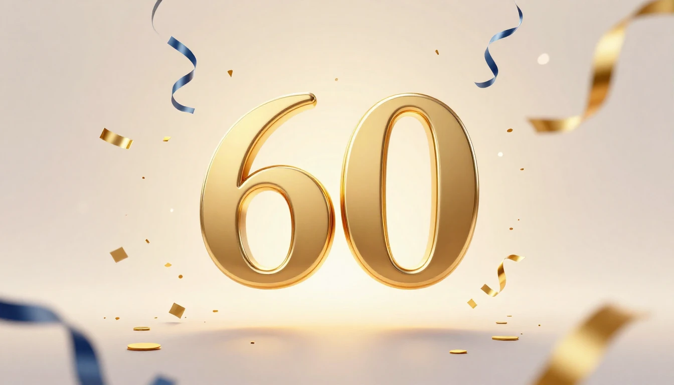 A festive and elegant album cover design for a 60th birthday...