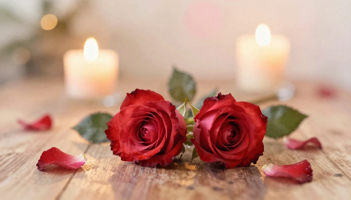 A soft and ethereal watercolor painting of two delicate red ...