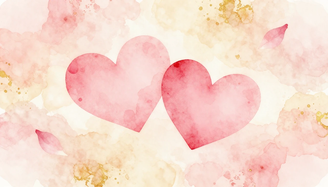 A beautiful watercolor illustration of two soft pink hearts ...