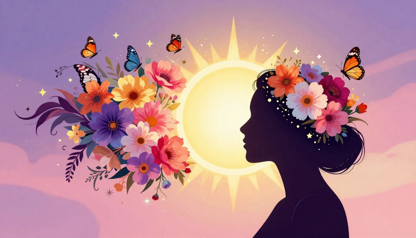 A vibrant digital art composition symbolizing female empower...