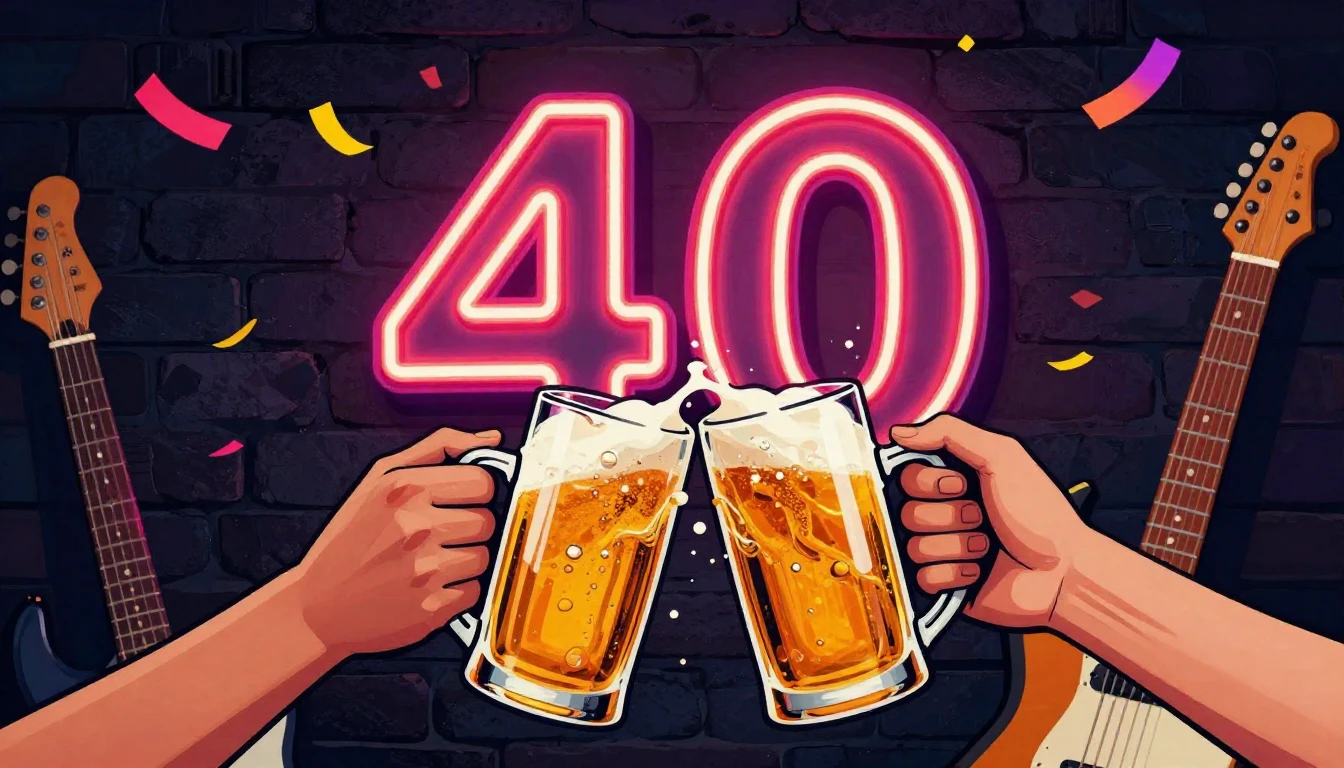 A vibrant and energetic party scene celebrating a 40th birth...