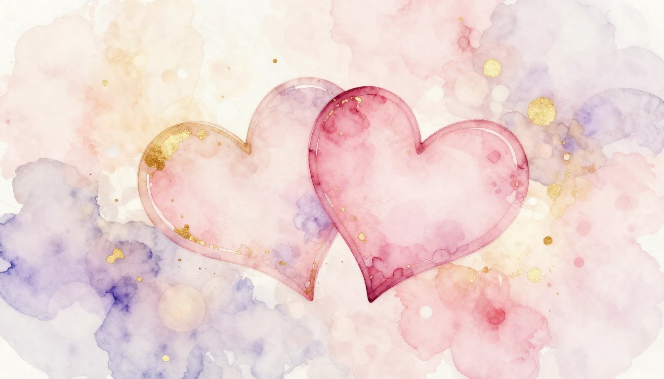 A beautiful and delicate watercolor painting of two stylized...