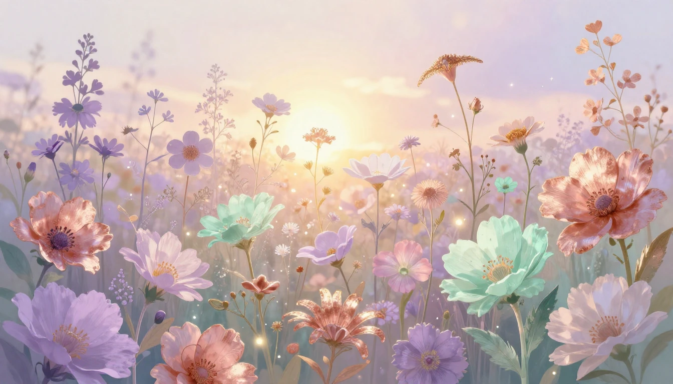 A vibrant and artistic representation of diverse floral patt...