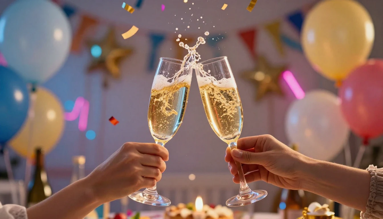 A vibrant and festive scene depicting a birthday celebration...