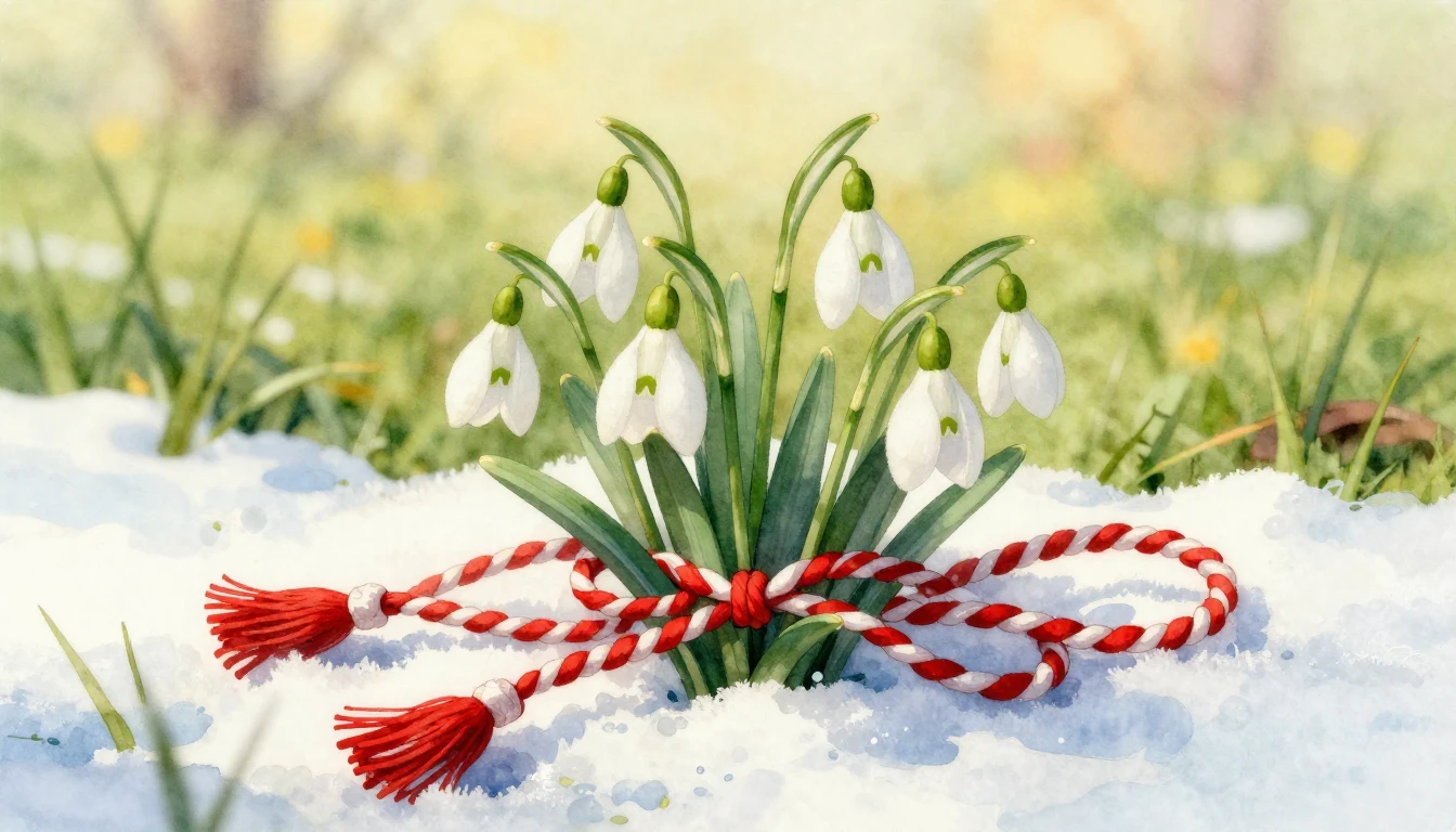 A beautiful watercolor illustration of delicate white snowdr...