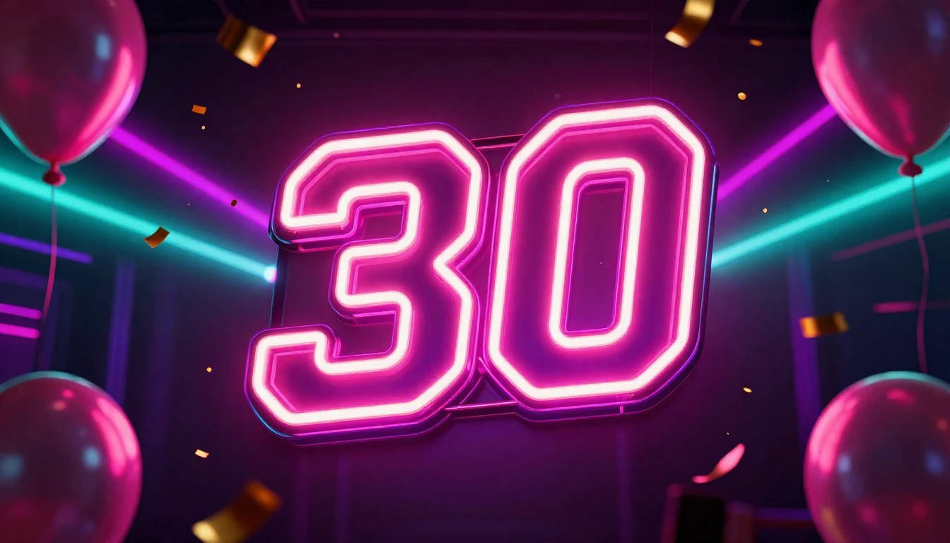 A vibrant, electric neon sign glowing in the center that rea...