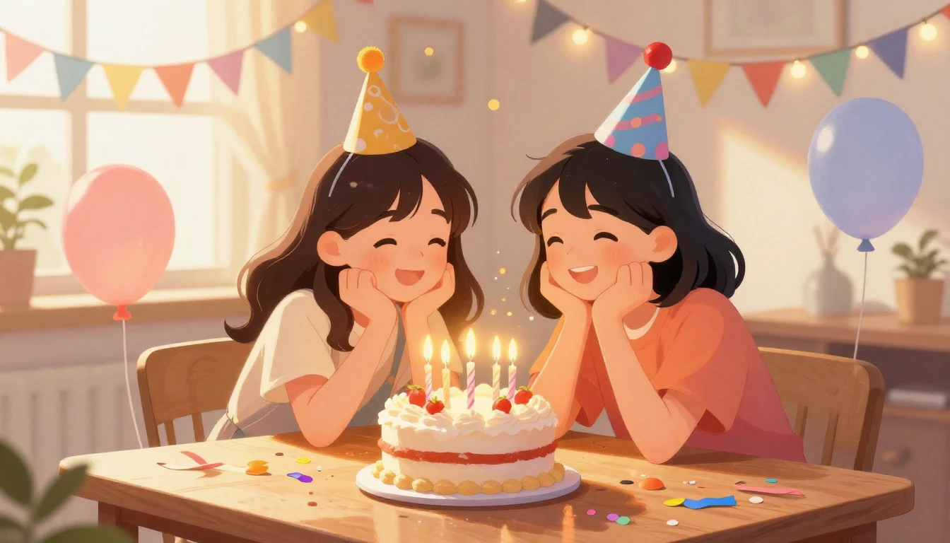 A heartwarming illustration of two best friends celebrating ...