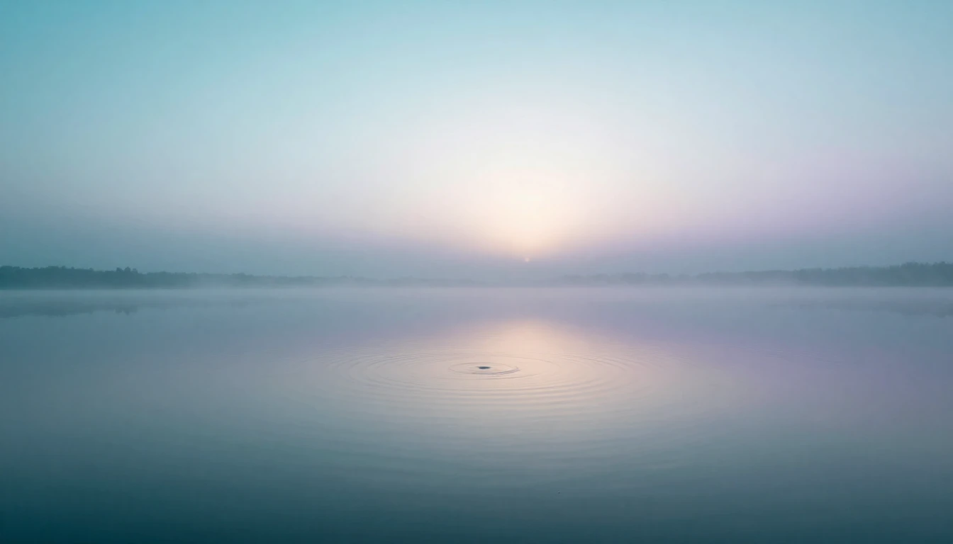 A serene and vast landscape featuring a single, perfectly st...