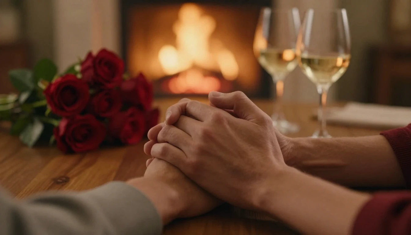 A close-up cinematic shot of two hands holding each other ti...