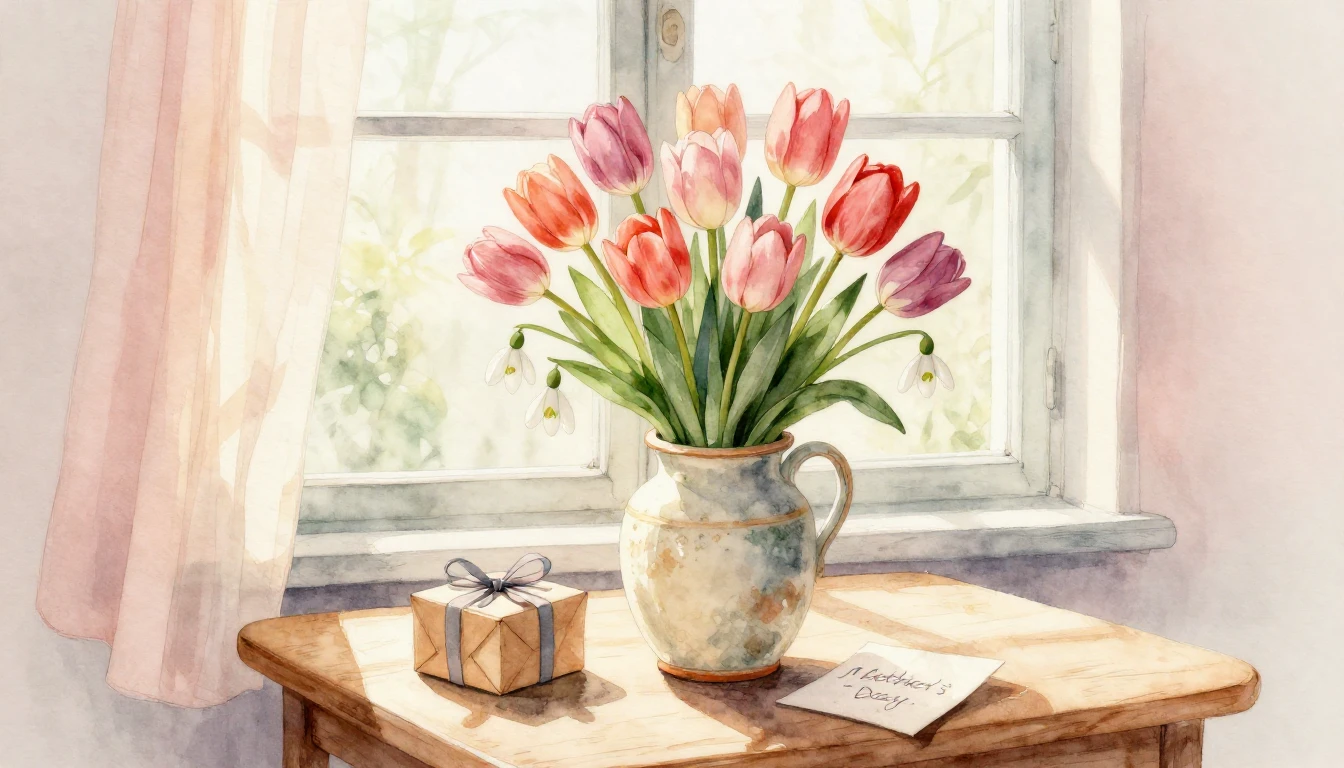 A heartwarming watercolor illustration symbolizing Mother's ...