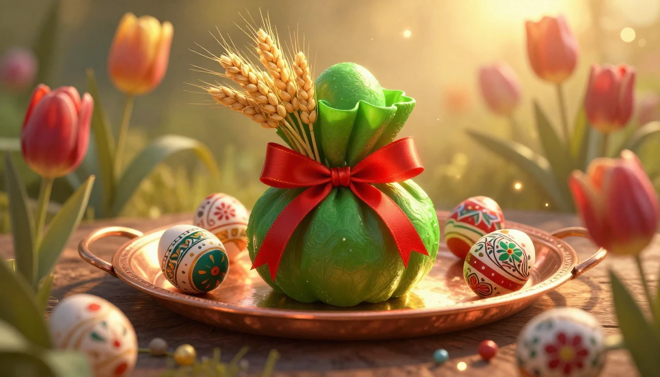 A breathtaking digital art illustration of Novruz celebratio...