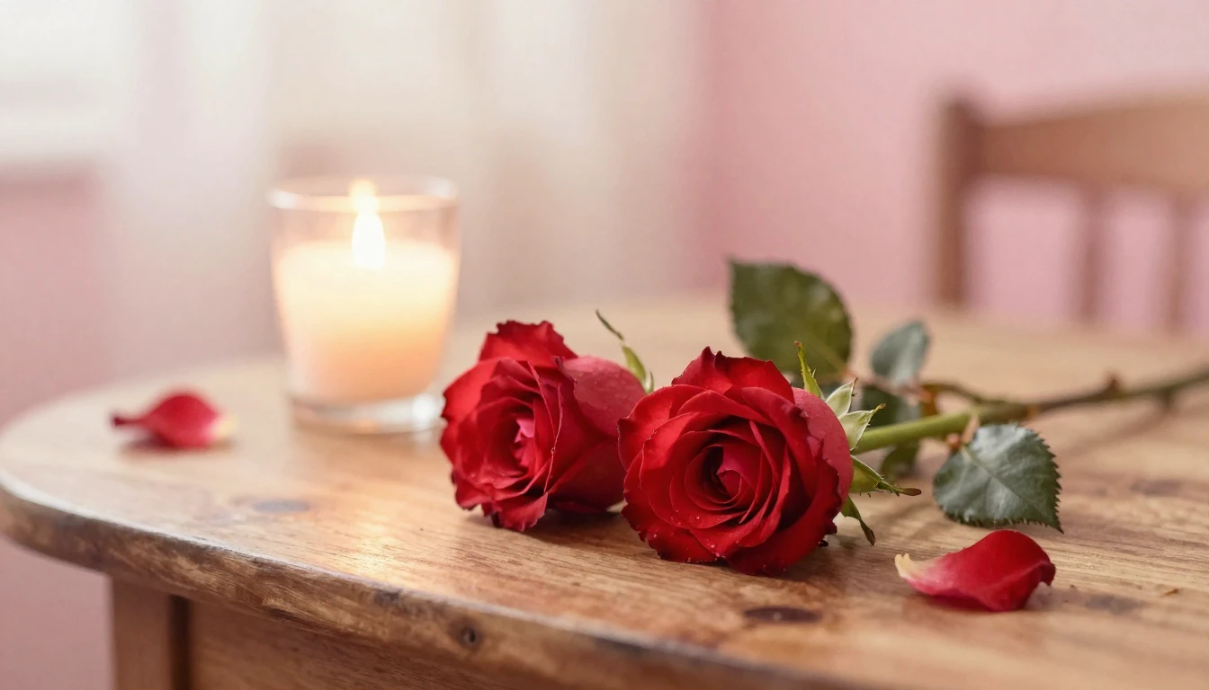 A beautiful watercolor painting of two delicate red roses re...