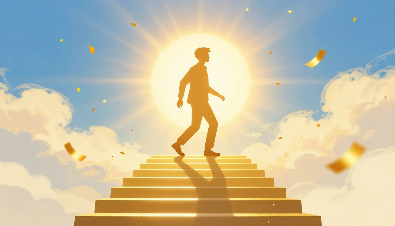 A bright and uplifting illustration symbolizing career succe...