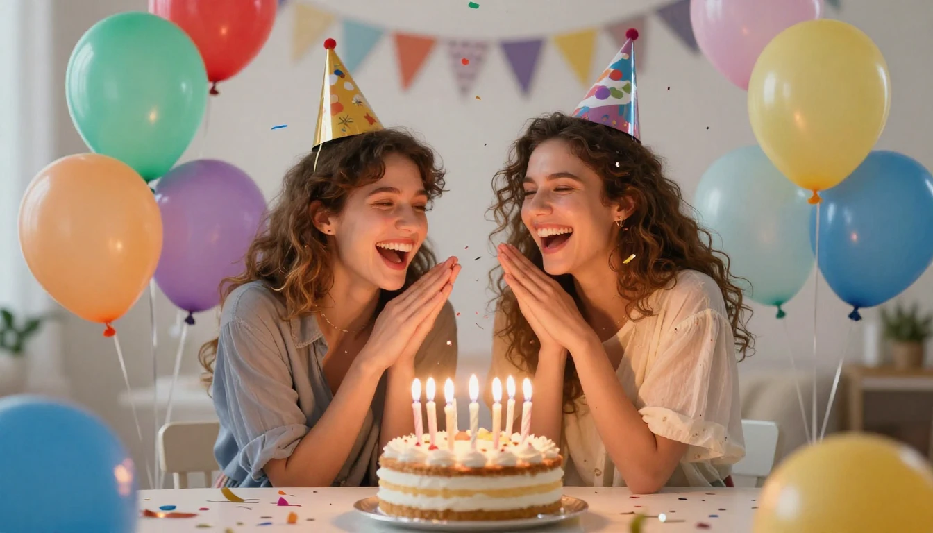 A joyful and heartwarming birthday celebration scene featuri...