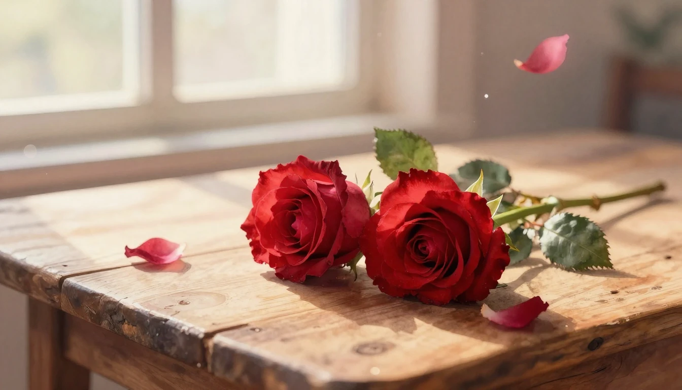 A beautiful watercolor painting of two delicate red roses in...