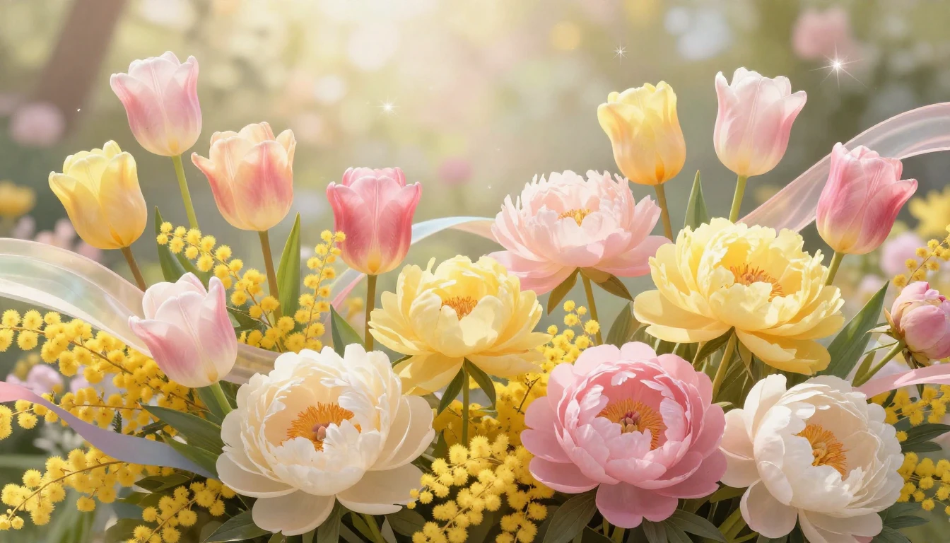 A vibrant and elegant composition featuring a variety of blo...